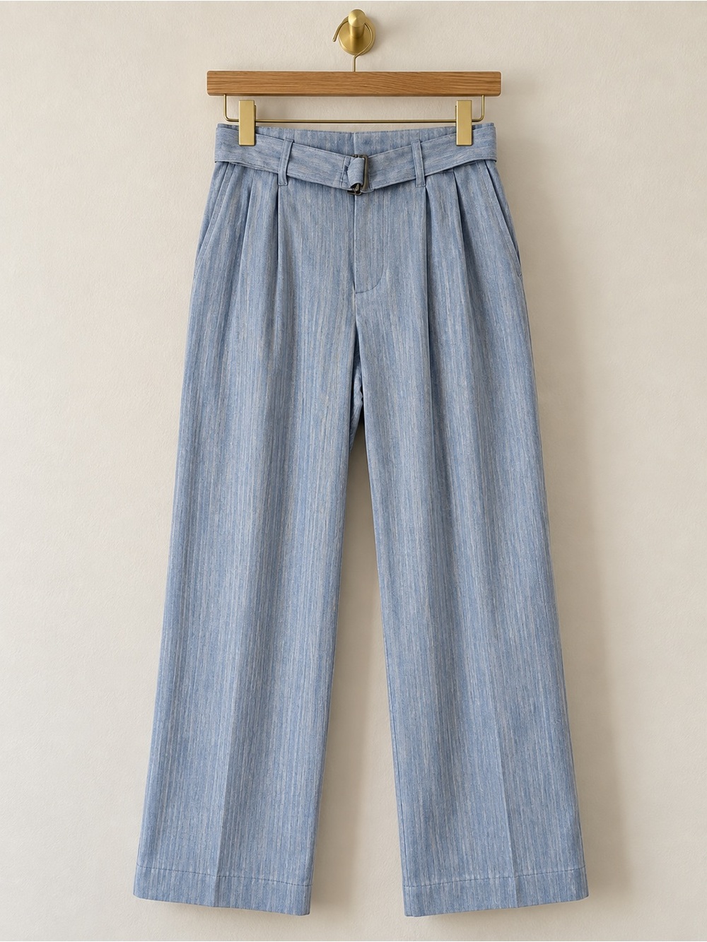 NWT Nine West Size 12 High Rise Wide Leg Belted Pants Light Blue
